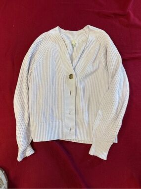 a new day Cream Ribbed V-Neck Button Cardigan